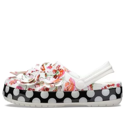 (WMNS) Crocs Timeless Clash Roses Floral Dots Clog 'White Red Black'